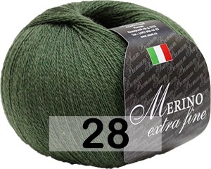 Пряжа Сеам Merino Extra Fine 28 Т.ЗЕЛЕНЫЙ