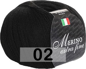 Пряжа Сеам Merino Extra Fine 02 ЧЕРНЫЙ