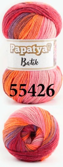 Пряжа Kamgarn Batik Papatya 554-26 роз-оранж-бордо-сир