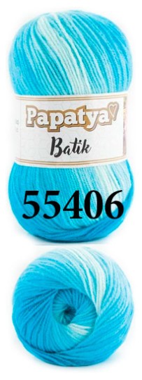 Пряжа Kamgarn Batik Papatya 554-06 бело-голубая бирюза