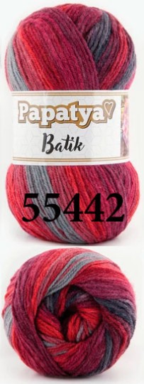Пряжа Kamgarn Batik Papatya 554-42 красн.малин.сер.