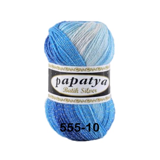 Пряжа Kamgarn Batik Silver Papatya 555-10 бело-голубой