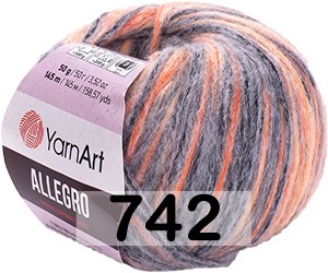 Пряжа YarnArt allegro 742 СЕРО-ОРАНЖЕВЫЙ