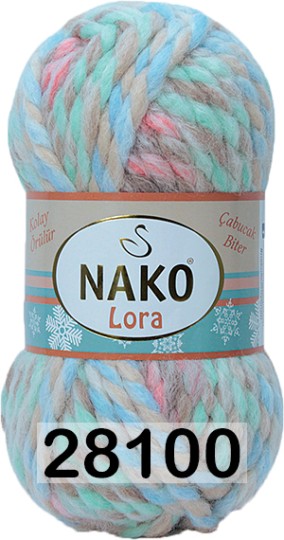 Пряжа Nako Lora 28100 салат.роз.гол.фиол.