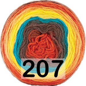 Пряжа Kamgarn Cake Papatya 207 ОРАНЖ-БИРЮЗ ЖЕЛТ-СЕР