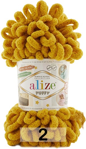 Пряжа Alize Puffy 02 кукурузно-желтый