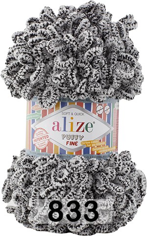 Пряжа Alize Puffy Fine 833 ПАНДА