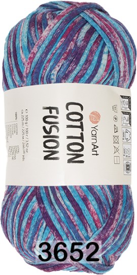 Пряжа YarnArt Cotton Fusion 3652 фиолетово-голубой меланж