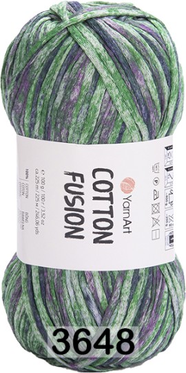 Пряжа YarnArt Cotton Fusion 3648 зелено-фиолетовый меланж