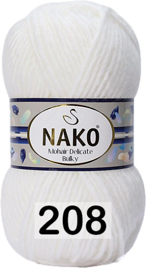 Пряжа Nako Mohair Delicate Bulky 00208 белый
