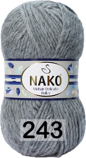 Пряжа Nako Mohair Delicate Bulky 00243 т.серый мулине