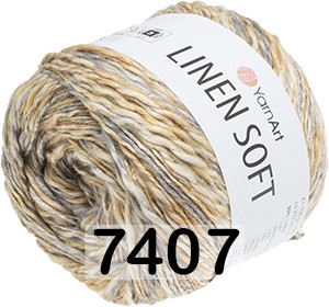 Пряжа YarnArt Linen Soft 7407 бежево-серый меланж