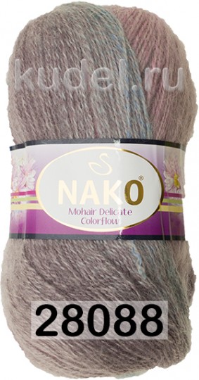 Пряжа Nako Mohair Delicate Colorflow 28088 бел.сирен.голуб.