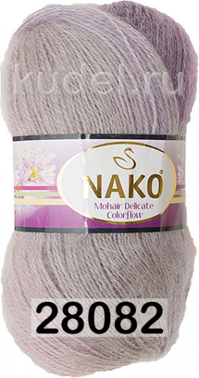 Пряжа Nako Mohair Delicate Colorflow 28082 СЕР.ПЮСОВЫЙ