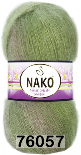 Пряжа Nako Mohair Delicate Colorflow 76057 зеленый