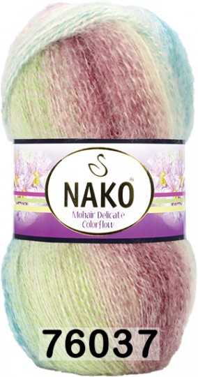 Пряжа Nako Mohair Delicate Colorflow 76037 БИР-ЗЕЛ-БОРДО