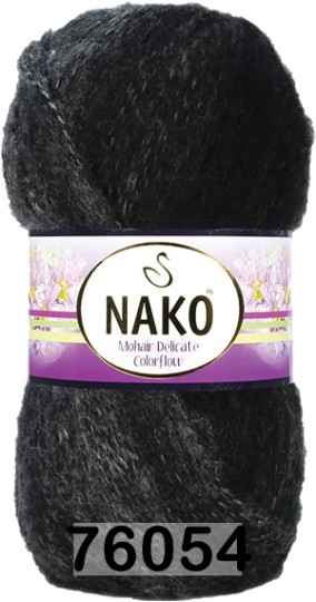 Пряжа Nako Mohair Delicate Colorflow 76054 черный меланж
