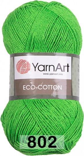 Пряжа YarnArt Eco Cotton 802 яр.зеленый