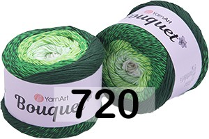 Пряжа YarnArt Bouquet 720 зеленый-т.зеленый