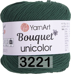 Пряжа YarnArt Bouquet Unicolor 3221 т.зеленый