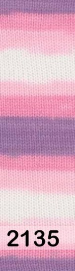 Пряжа Alize Sekerim Batik 2135 бело-розово-фиолетовый