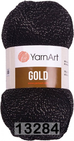 Пряжа YarnArt Gold 13284 графитно-черный с серебром
