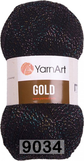 Пряжа YarnArt Gold 9034 черн.+цв.люр.