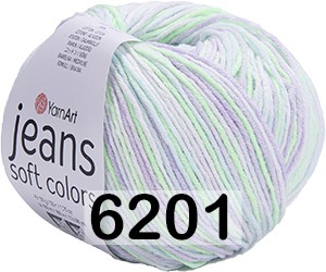 Пряжа YarnArt Jeans Soft Colors 6201 сиренево-мятный