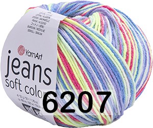 Пряжа YarnArt Jeans Soft Colors 6207 мятно-голубой-коралл