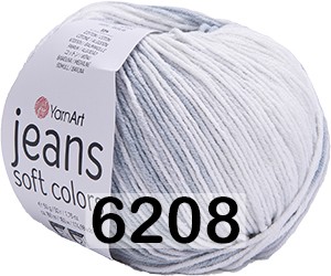 Пряжа YarnArt Jeans Soft Colors 6208 серо-белый