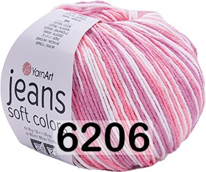 Пряжа YarnArt Jeans Soft Colors 6206 розово-белый