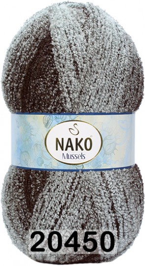 Пряжа Nako Mussels 20450 бел. черный