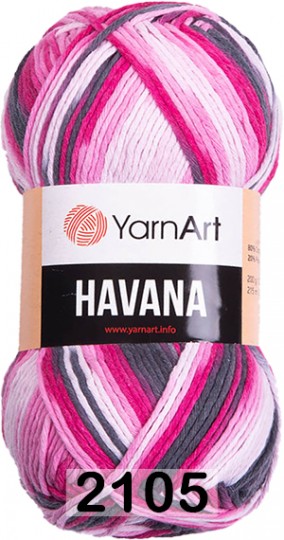 Пряжа YarnArt Havana 2105 бел.малин.серый