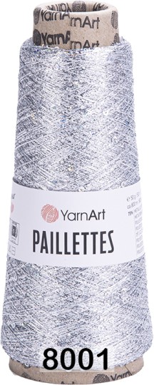 Пряжа YarnArt Paillettes 8001 серебро