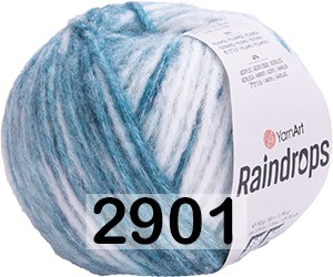 Пряжа YarnArt Raindrops 2901 морс.волна-белый