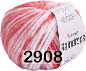 Пряжа YarnArt Raindrops 2908 корал-белый