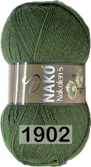 Пряжа Nako Nakolen 5 01902 зеленый