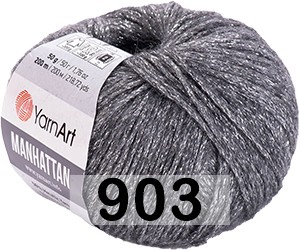 Пряжа YarnArt Manhattan 903 серый с серебром