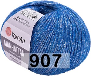 Пряжа YarnArt Manhattan 907 голубой с серебром