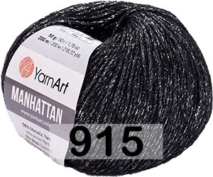 Пряжа YarnArt Manhattan 915 черный с серебром