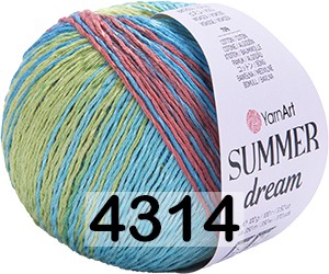 Пряжа YarnArt Summer Dream 4314 бирюз-красно-желтый