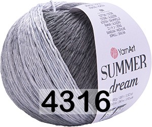 Пряжа YarnArt Summer Dream 4316 серый-т.серый