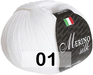Пряжа Сеам Merino Silk 50 01 белый