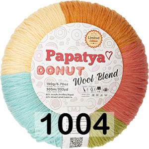 Пряжа Kamgarn DONUT WOOL BLEND 1004 желт.-зелен.-бирюз.-малинов.