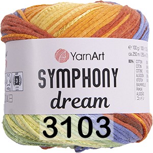 Пряжа YarnArt Symphony Dream 3103 террак.-шафран-салат.