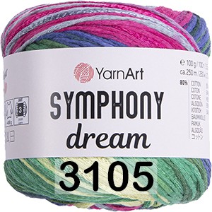 Пряжа YarnArt Symphony Dream 3105 зелен-малин-сиреневый