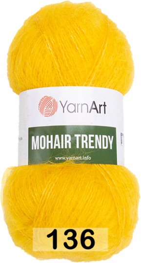 Пряжа YarnArt Mohair Trendy 136 желтый