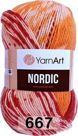 Пряжа YarnArt Nordic 667 бордо.оранж.розов.