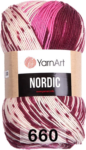 Пряжа YarnArt Nordic 660 розов.борд. белый