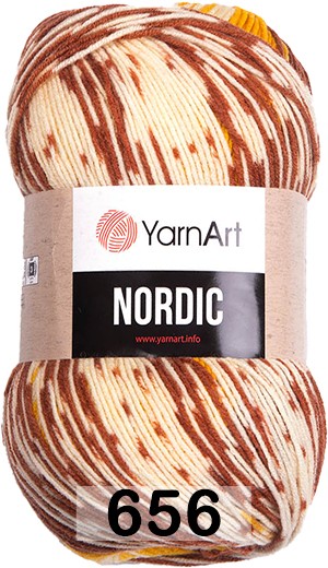 Пряжа YarnArt Nordic 656 желт.коричн. белый